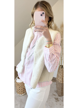 GILET COFFEE ECRU