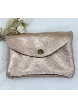 PORTE-MONNAIE SATIN OR ROSE