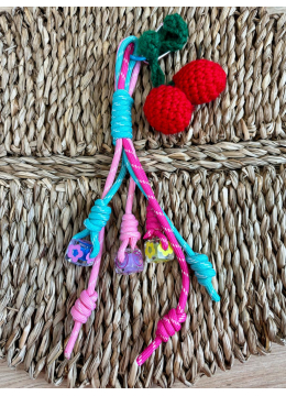 PORTE CLÉS CERISE BLEU