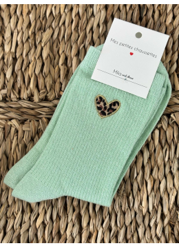 CHAUSSETTES COEUR LEO MENTHE