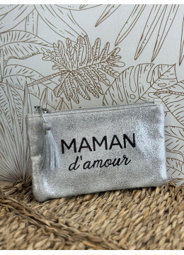 POCHETTE MAMAN AMOUR ARGENT