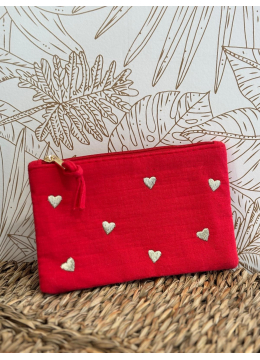 POCHETTE COEURS ROUGE